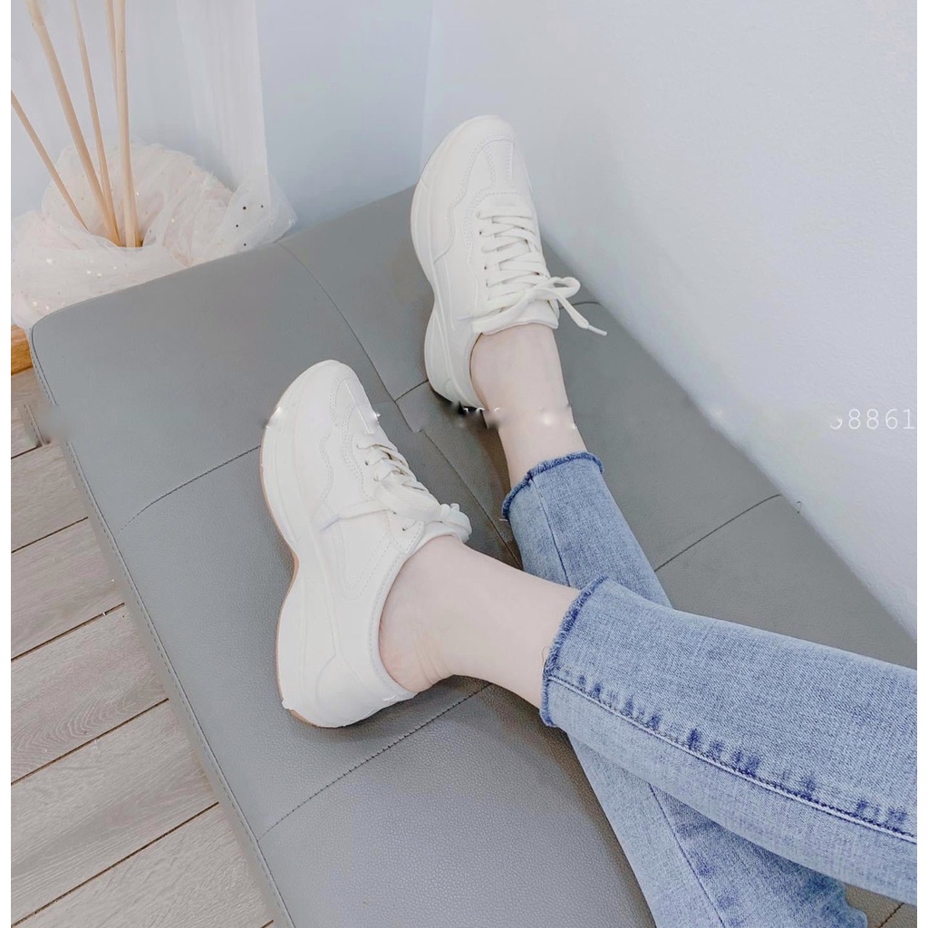 Giày Nữ, SỤC Thể Thao Da Mềm Độn Đế 5cm Kiểu Dáng Hàn Quốc Nhỏ Gọn, Xinh Xắn