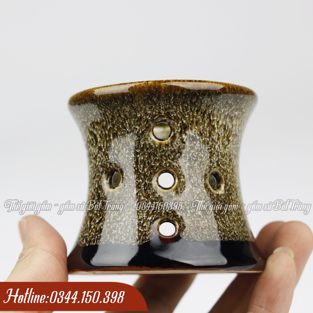 Bộ Ly Hâm Nóng Cafe Men Hỏa Biến Bát Tràng Cao Cấp - Tặng 1 Nến