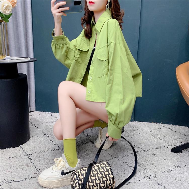 Áo sơ mi trắng tay dài dáng rộng thời trang mùa hè dành cho bạn nữ 2021