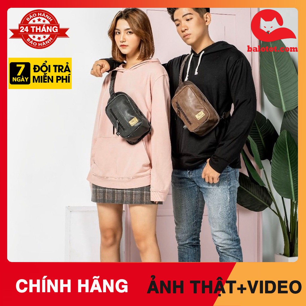 Balo Đeo Chéo 1 quai Three Box 11[ DA PU XỊN]  CHỐNG NỔ CHỐNG BONG TRÓC