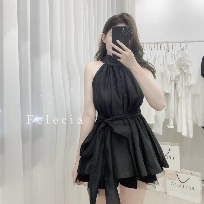 Áo lụa cổ yếm kèm dây nơ | BigBuy360 - bigbuy360.vn