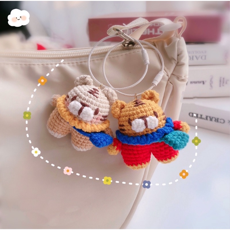 DIY gói nguyên liệu tự làm móc khoá len thú chibi nhồi bông thỏ gấu amigurumi đáng yêu quà tặng handmade đan móc lenmade