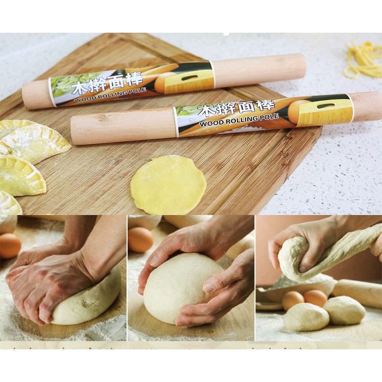 Cán lăn bột gỗ 28cm làm bánh nougat,bánh quy, cán bột ngàn lớp, bánh mỳ, fondant