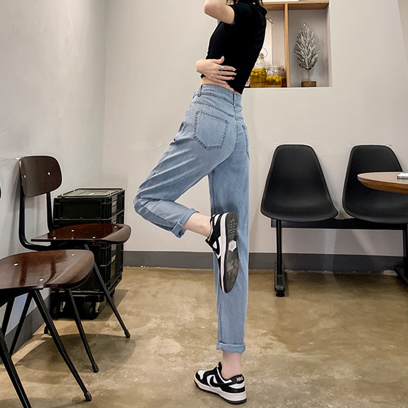 Quần Jean Dài Lưng Cao Dáng Rộng Thời Trang Cá Tính Cho Nữ