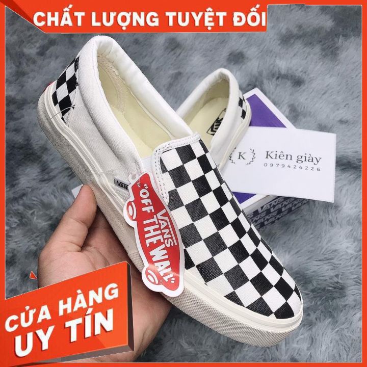 Giày Sneaker 𝐕𝐚𝐧𝐬 - Giày 𝐕𝐚𝐧𝐬 𝐎𝐥𝐝 𝐒𝐤𝐨𝐨𝐥 dáng thể thao đen kẻ trắng nhung nỉ cao cấp nam nữ, đế đúc chắc chắn, cá tính