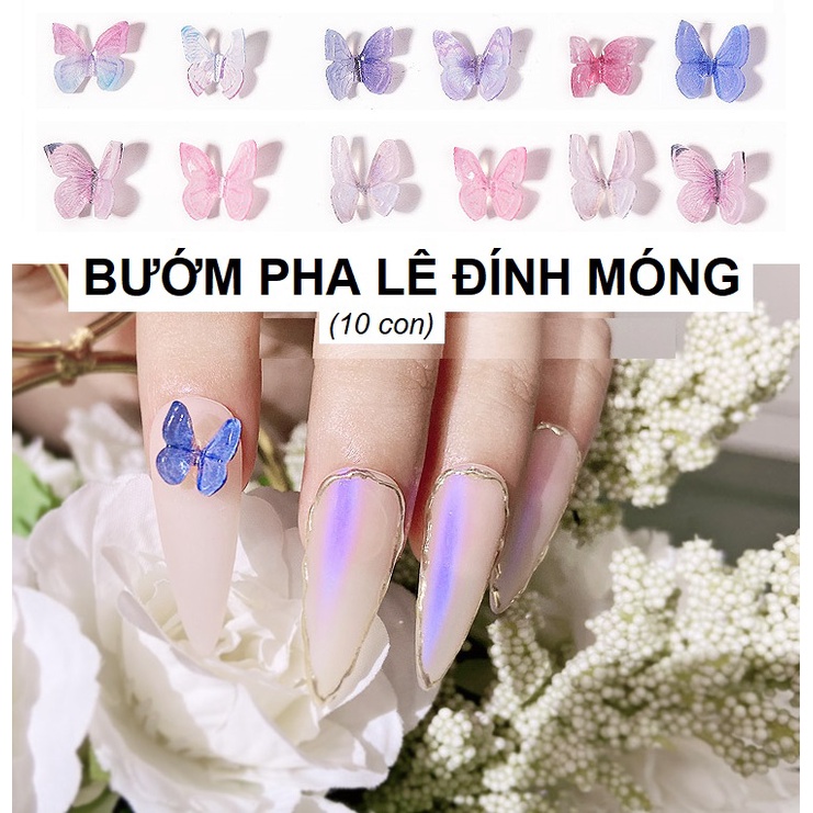 Combo 10 Bướm Pha Lê Đính Móng Tay