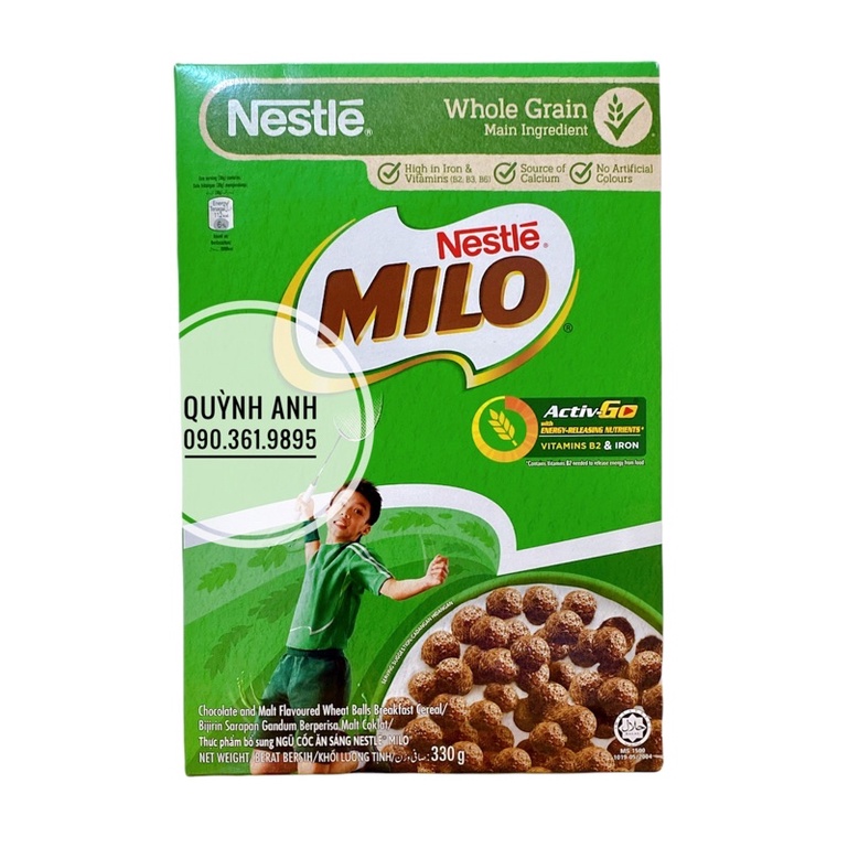 Bánh ngũ cốc ăn sáng Nestlé Milo hương Socola hộp 330gr