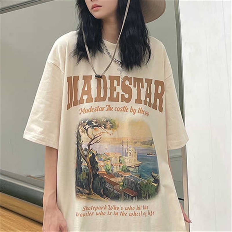 NRVP Áo Thun Cổ Tròn Oversize Thời Trang Hàn Quốc 2022 Cho Nữ