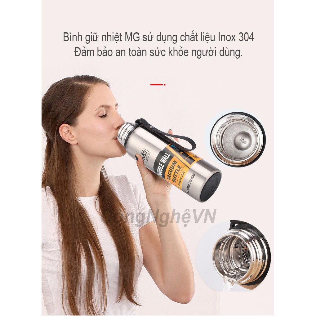 Bình Giữ Nhiệt Thép Không Gỉ 750/1000/1500ml Tặng Túi Giữ Nhiệt Bình Đựng Nước Giữ Nhiệt Inox304 , Ly Giữ Nhiệt