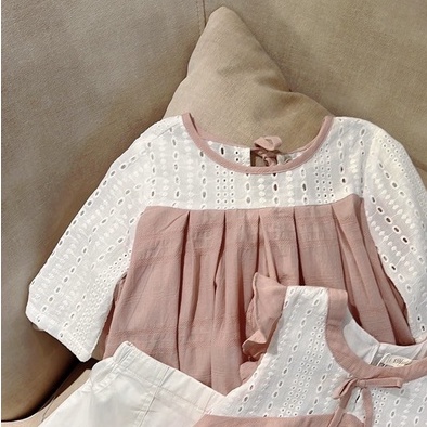 Sét bộ đồ bé gái xinh xắn 137Kids thiết kế dáng babydoll tay lỡ thoáng mát cho bé