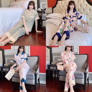 đồ bộ mặc nhà tay ngắn quần dài phối viền xinh 40-60kg - pijama mặc nhà