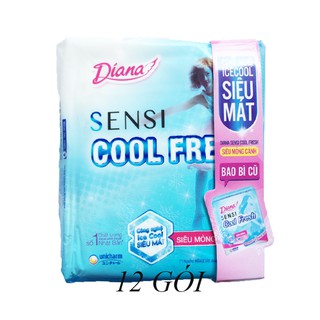 Combo 12 gói băng vệ sinh Diana sensi cool fresh siêu mỏng cánh