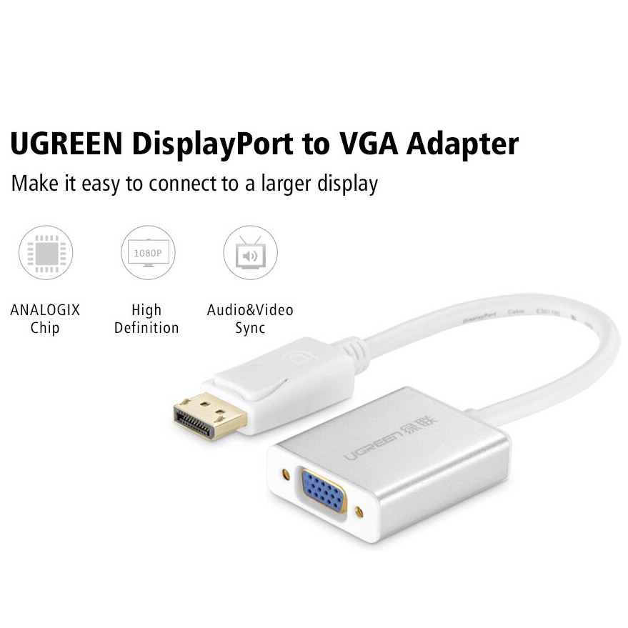 Ugreen Đầu Chuyển Đổi Từ Giác Cắm 1080P DisplayPort Sang Cổng VGA