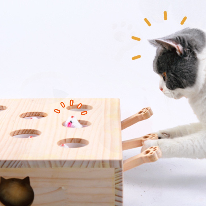1 chuột gỗ đồ chơi cho mèo cưng