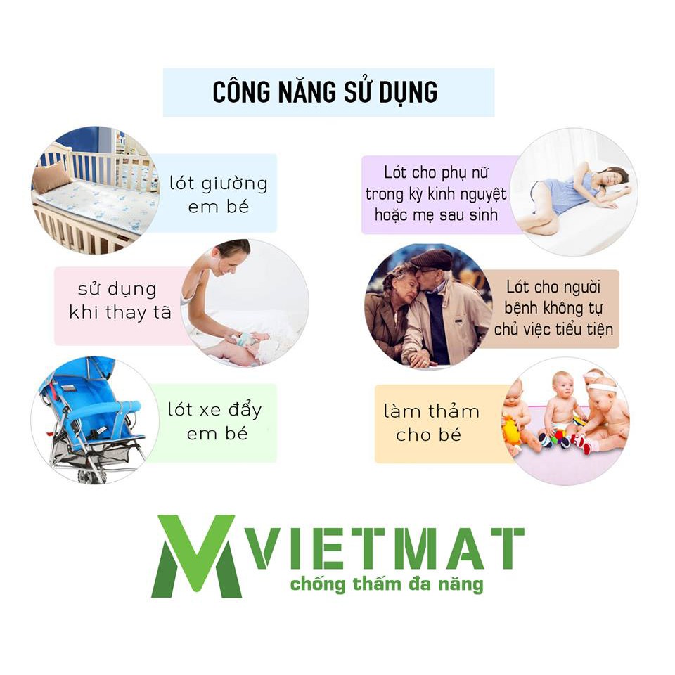 (Size 80x120cm) Miếng lót chống thấm cotton 4 lớp VIETMAT