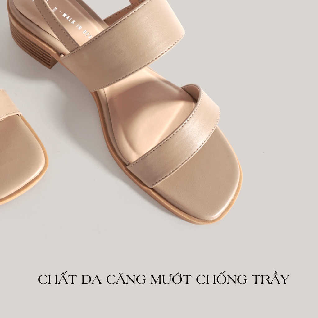 Giày Xăng Đan Nữ JOTI Felicia Sandals 3305VN3 - Mũi Vuông Quai Hậu Đế Thấp Cao 3cm Da Mờ - Mang Du Lịch Dạo Phố