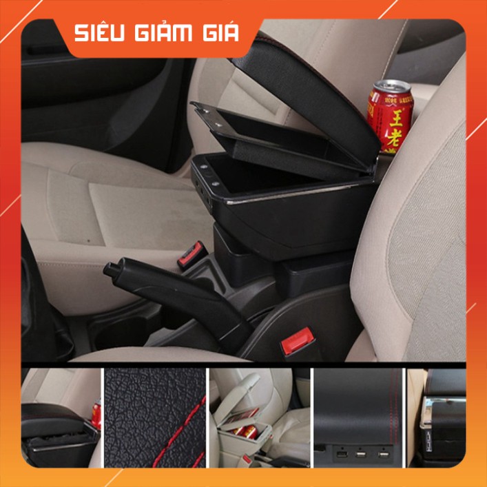 Hộp tỳ tay xe ô tô FORD FIESTA - 7 CỔNG USB - NHIỀU MÀU Hàng Cao Cấp