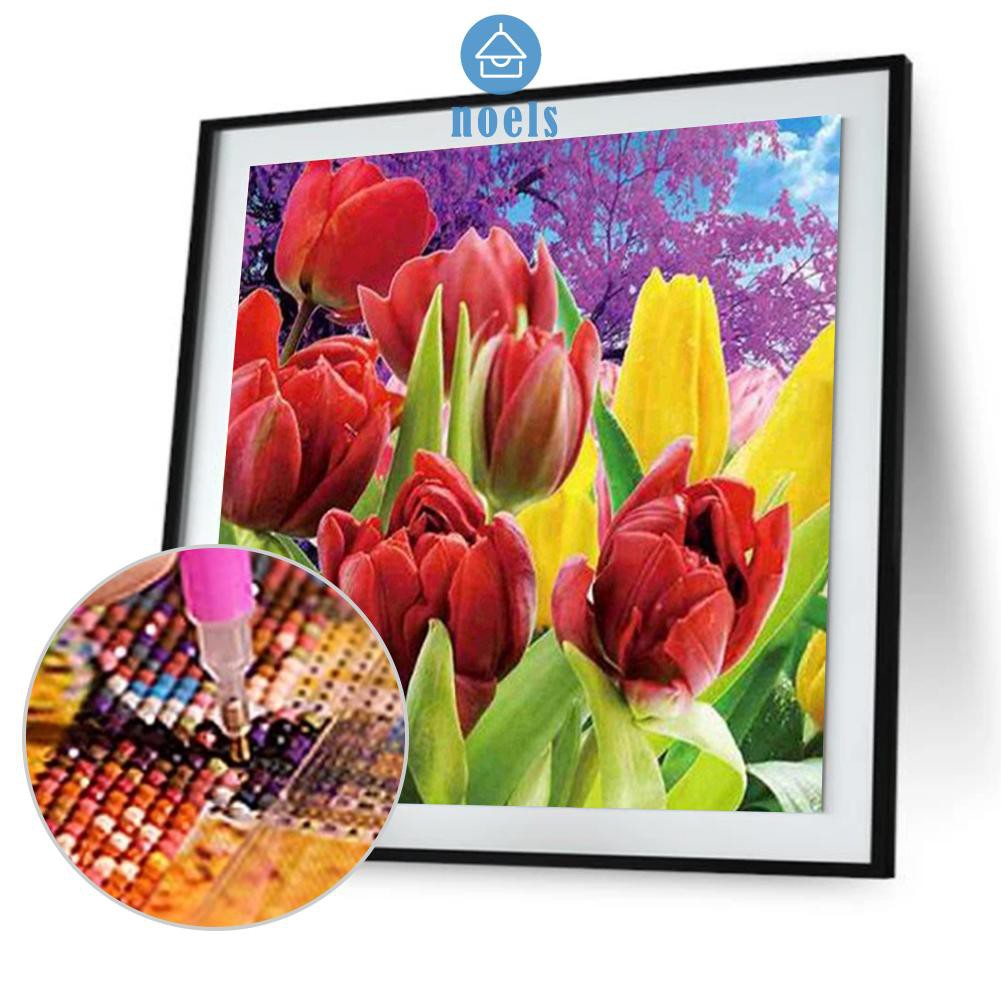 Tranh Thêu Trang Trí Thủ Công 5d Hoa Tulip (Mũi Thêu Hình X)