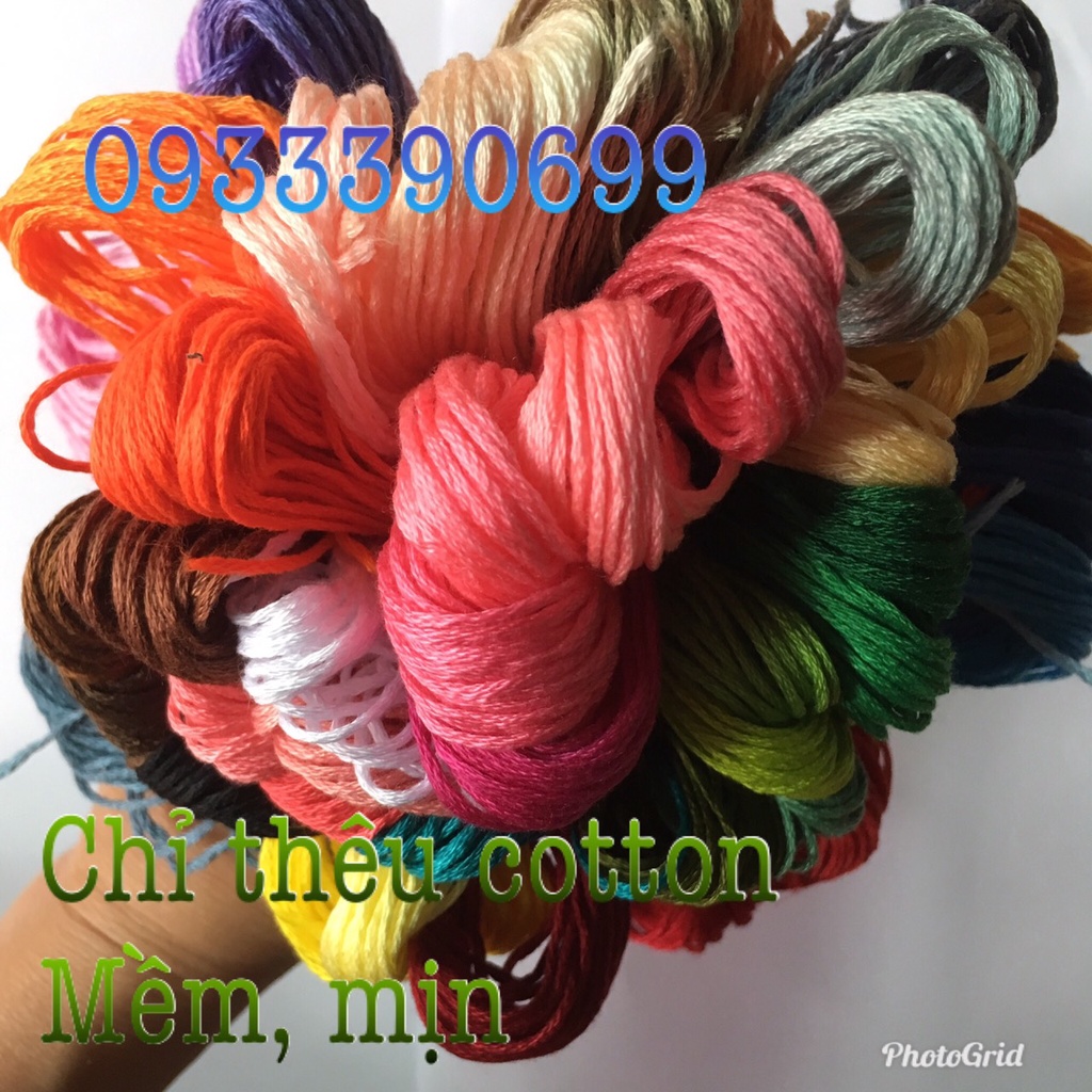50 tép Chỉ thêu tay cotton loại tốt sáng mượt mềm mịn (có hàng tặng)