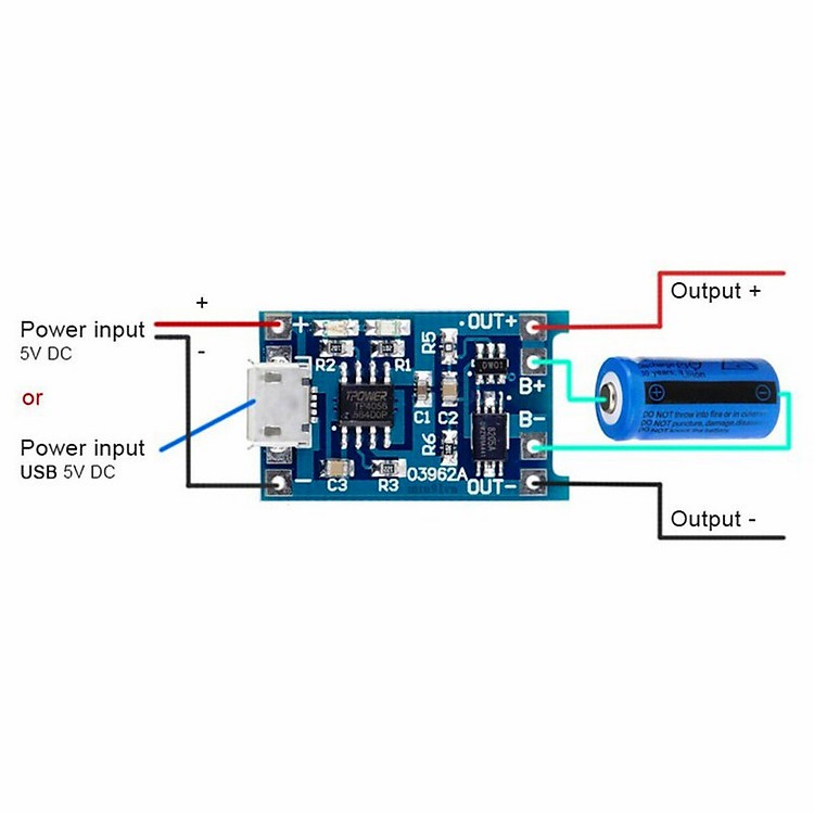 Mạch sạc pin lithium 18650 5v có bảo vệ pin