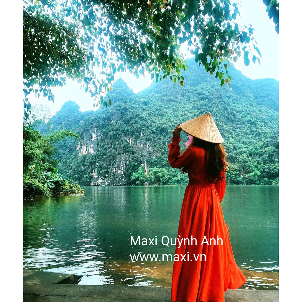 Đầm maxi tay dài cổ trụ sang trọng - kèm hình khách | BigBuy360 - bigbuy360.vn