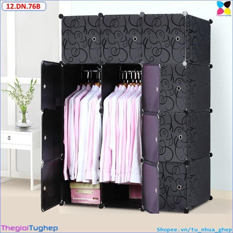 bán chạy nhất Tủ nhựa ghép đa năng 12 ô sâu 47cm. tặng kèm 2 treo đồ