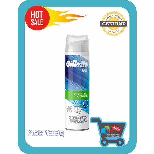Gel cạo râu Gillette Sensitive BIG SIZE 198g WHITE chính hãng USA 🇺🇸