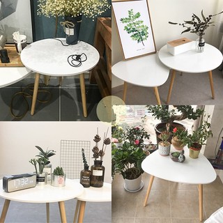 Combo 2 Bàn Trà Bắc Âu Chân Gỗ Sồi Gộp Mã