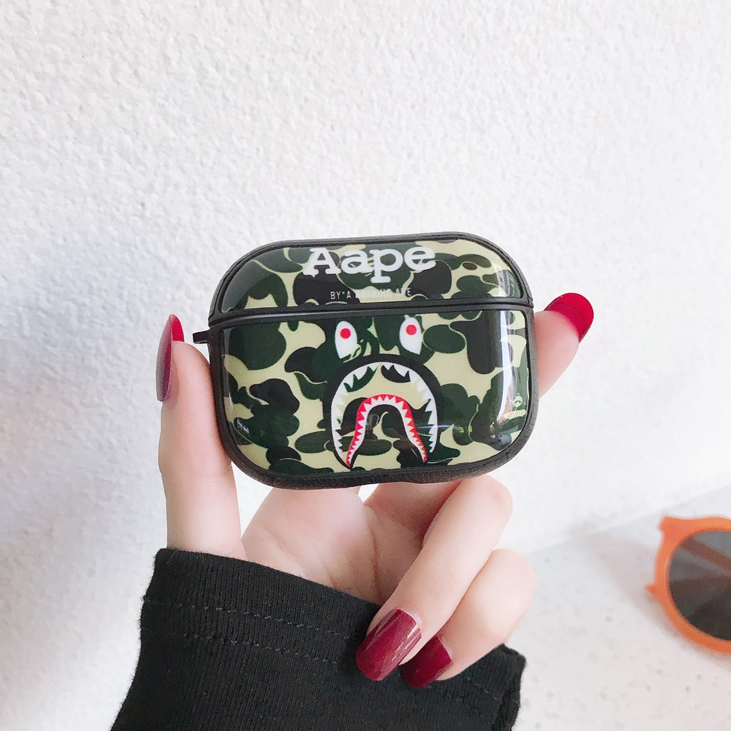 Vỏ Bảo Vệ Hộp Sạc Tai Nghe airpods pro bluetooth Không Dây In Logo Off white/ Aape Thời Trang