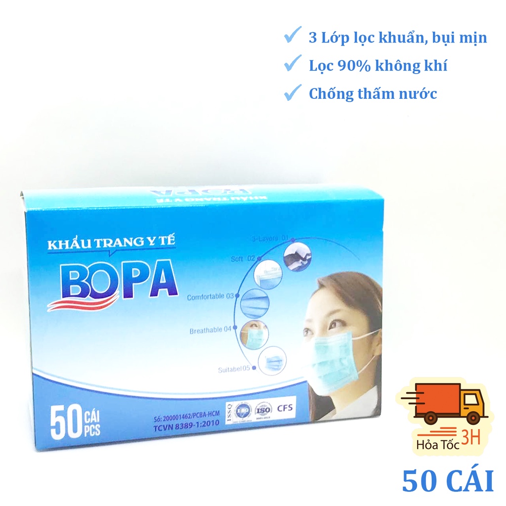 Khẩu Trang Y Tế Than Hoạt Tính BOPA Chính Hãng [50 Cái]