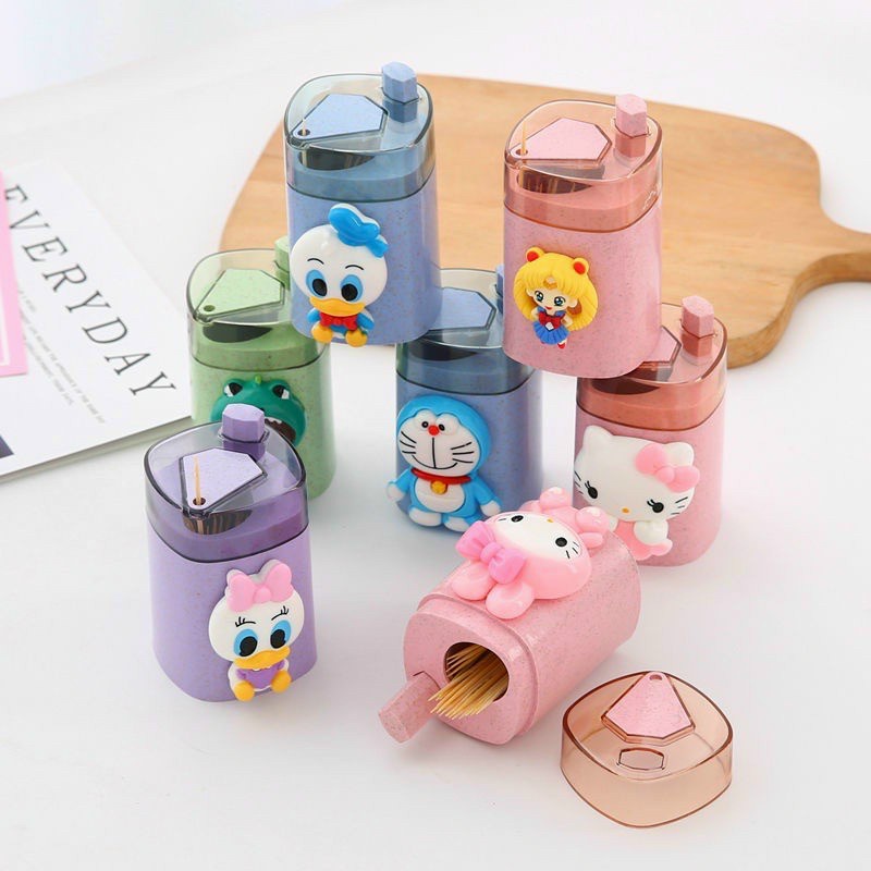 Hộp đựng tăm nhấn tự động họa tiết hoạt hình bằng nhựa PP cao cấp