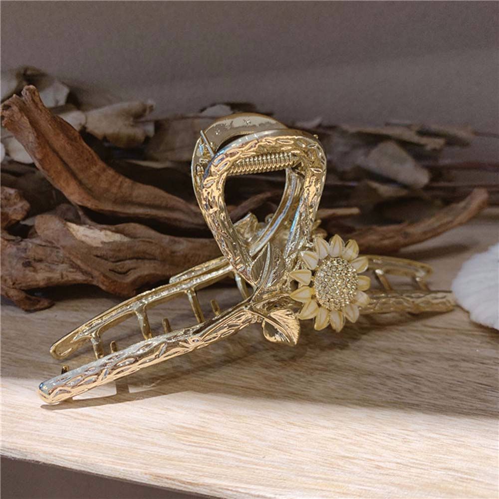 Kẹp Tóc Kim Loại Hình Hoa Hướng Dương Đính Đá Nhiều Màu Phong Cách Hàn Quốc Thanh Lịch Cho Nữ