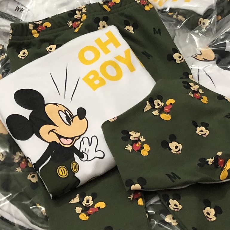 Bộ dài tay thu đông bé trai - Set bộ Mickey kèm yếm cho bé trai siêu đẹp size 1-6t