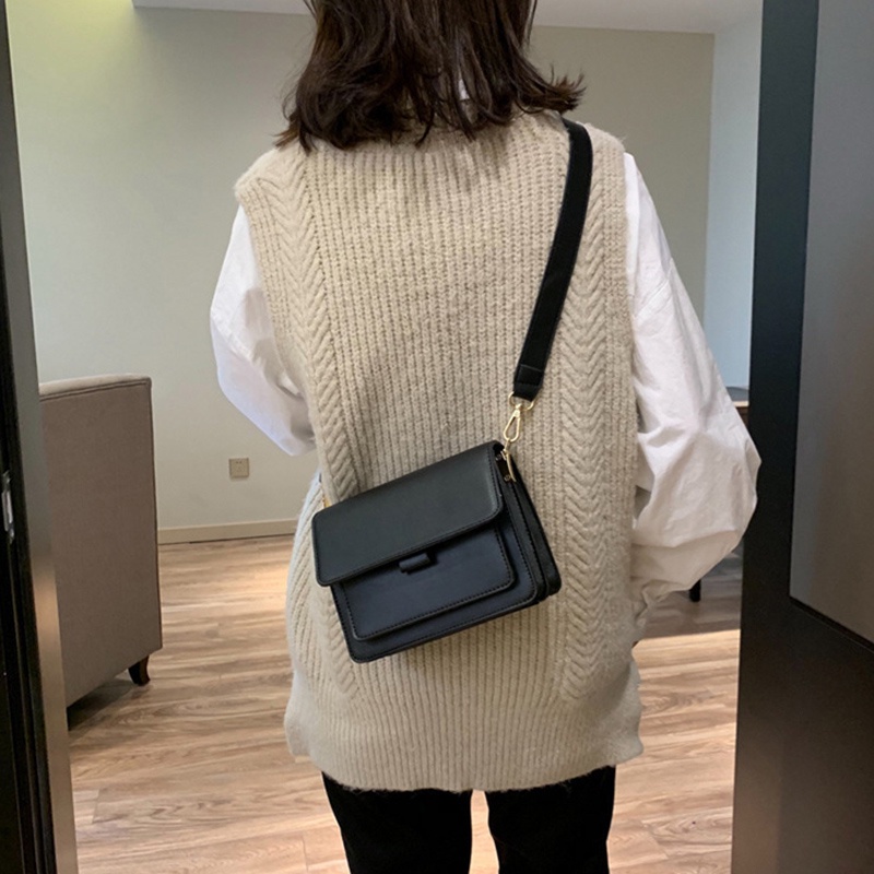 Túi Đeo Chéo Hình Vuông Nhỏ Màu Sắc Trơn Phong Cách Hàn Quốc Cho Nữ