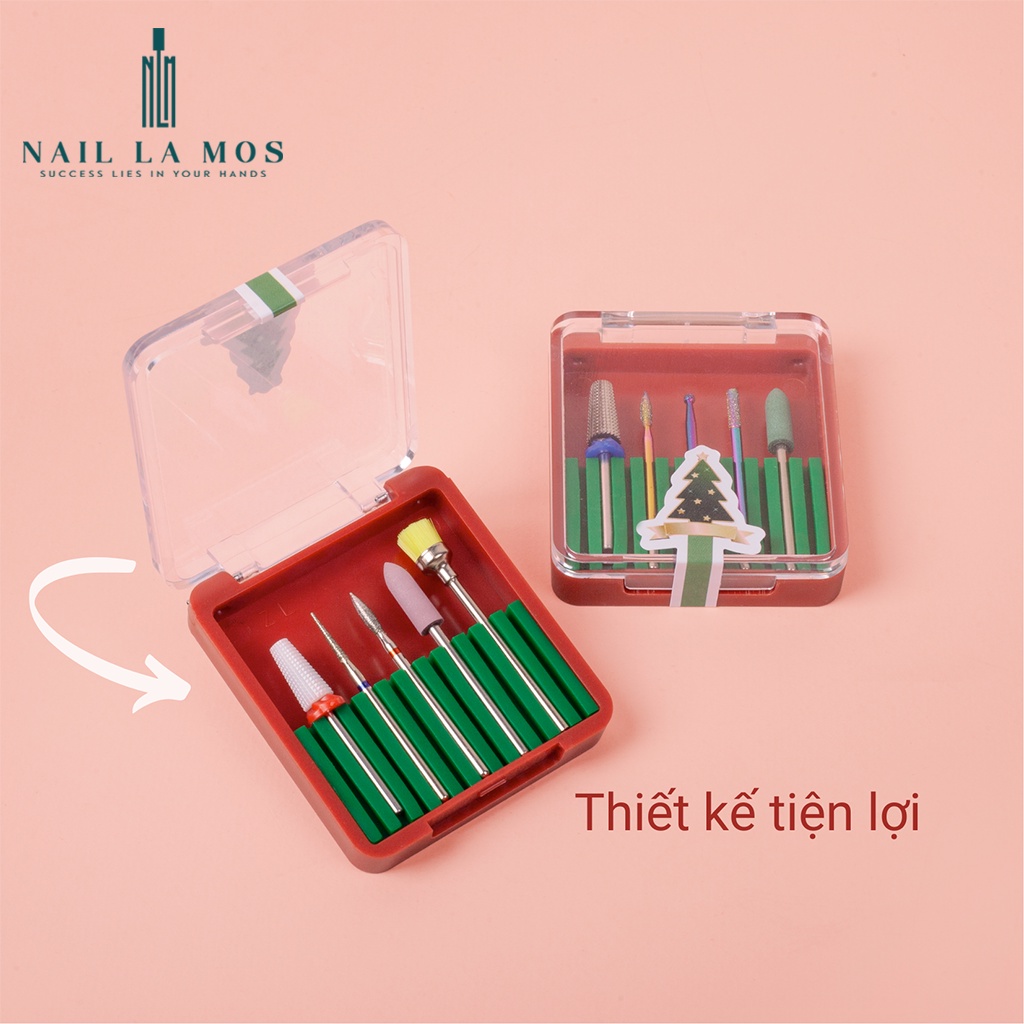 Set đầu mài Christmas 5 chiếc tiện lợi - Hộp đầu mài phá, mài mịn, mài da bền đẹp chuyên dụng