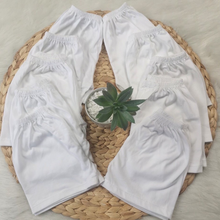 COMBO 10 QUẦN NGẮN MÀU TRẮNG COTTON 100% DÀNH CHO BÉ TRAI VÀ BÉ GÁI