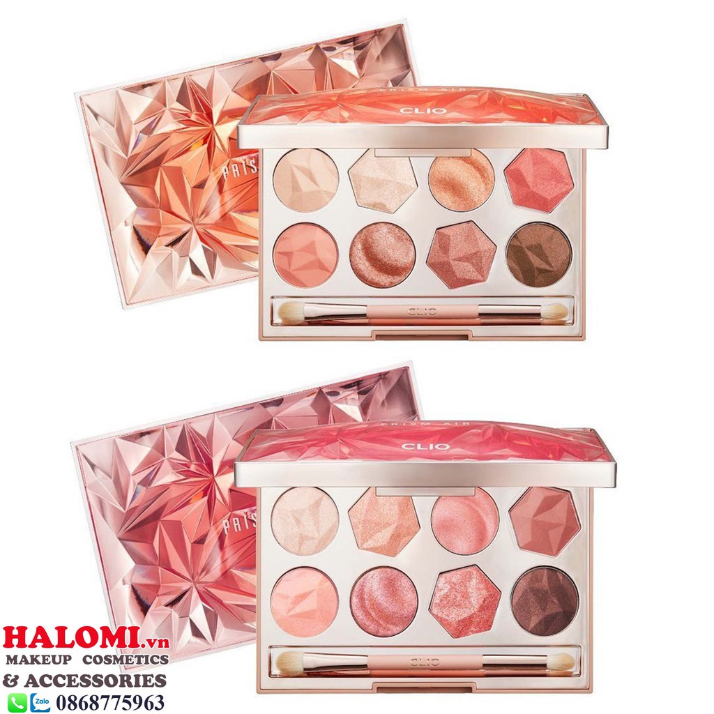 Bảng phấn mắt Clio Prism air eye palette tone cam và hồng chính hãng