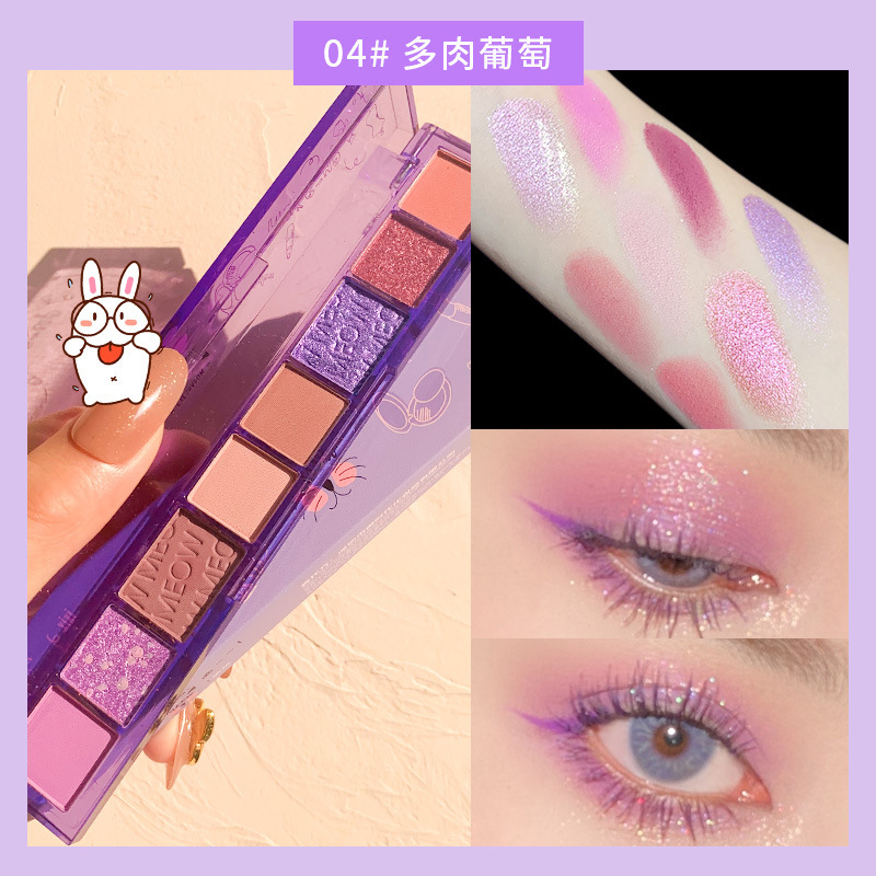 Bảng phấn mắt XIXI 8 ô màu tông cam nâu tím Meow Eyeshadow xinh xắn