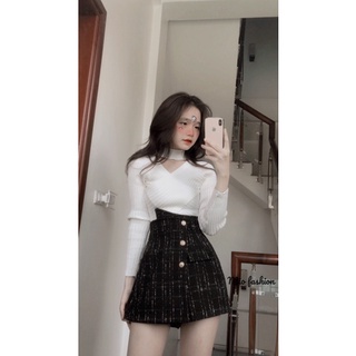 áo len tăm cổ v phối