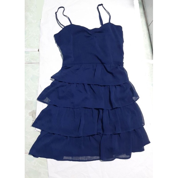 Đầm voan tầng dễ thương xanh đậm 2hand