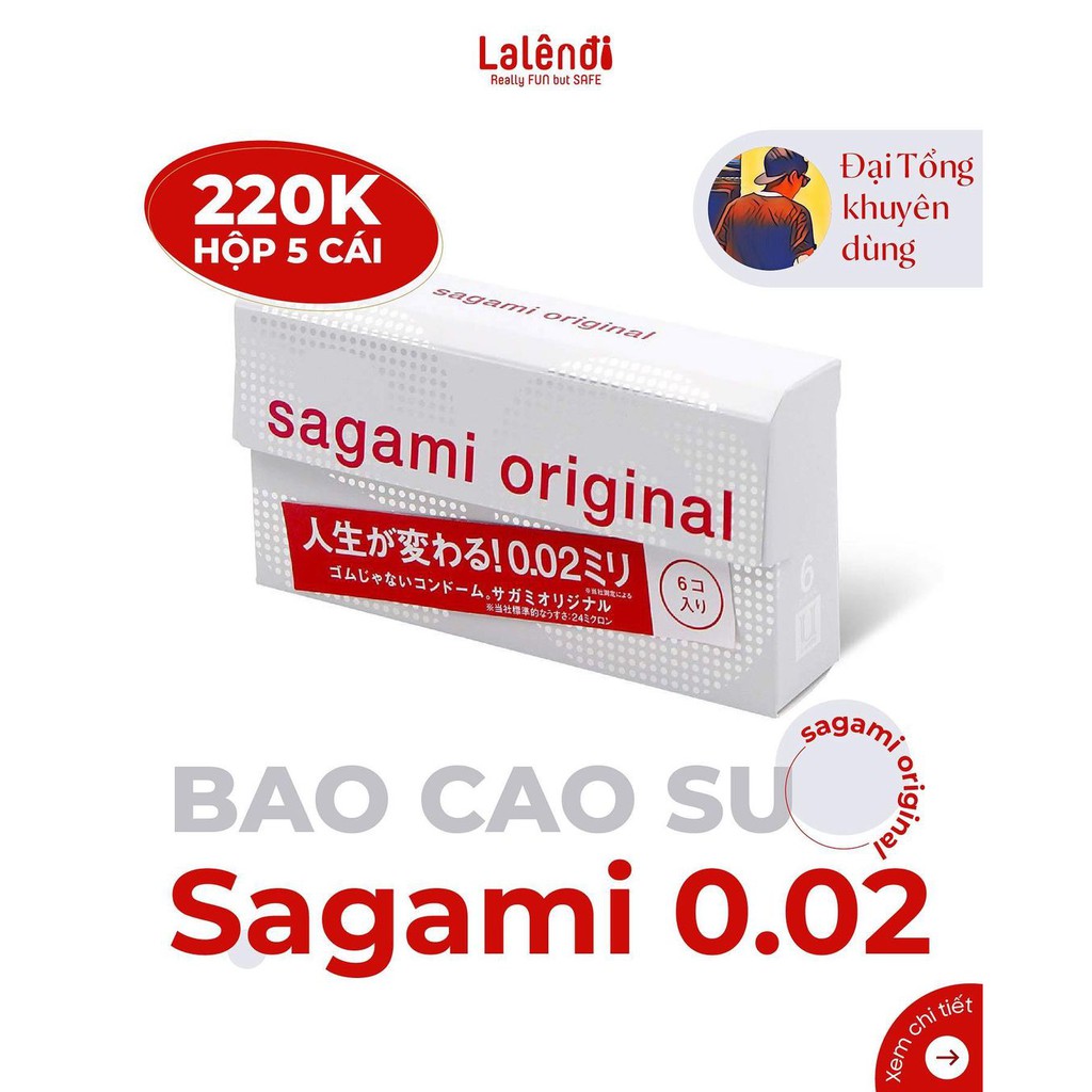 Combo 2 hộp bao cao su Sagami 0.02 Nhật Bản, BCS siêu mỏng chạm đỉnh (6 bao/hộp) | Lalendi Store