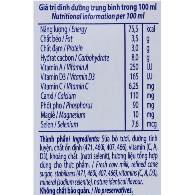 [CHÍNH HÃNG] Sữa Tươi Tiệt Trùng Vinamilk 100% Có Đường Thùng 48 Hộp x 180ml