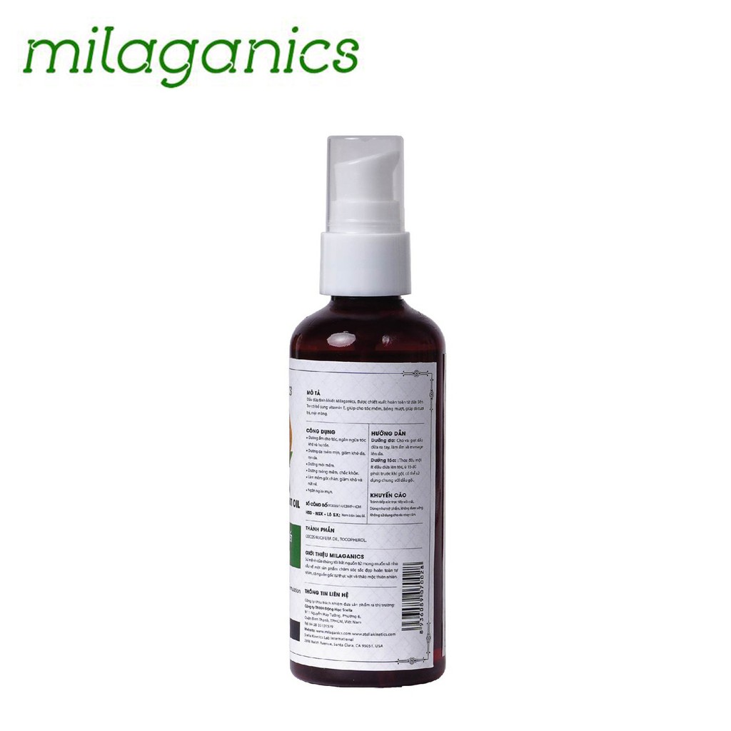 DẦU DỪA TINH KHIẾT VITAMIN E MILAGANICS 100ML