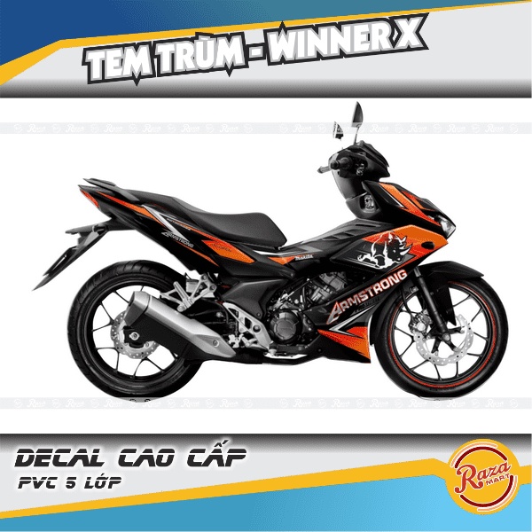 Tem trùm WINNER X màu cam đen | Decal PVC 5 lớp cao cấp | Mã tem: WINX 0053