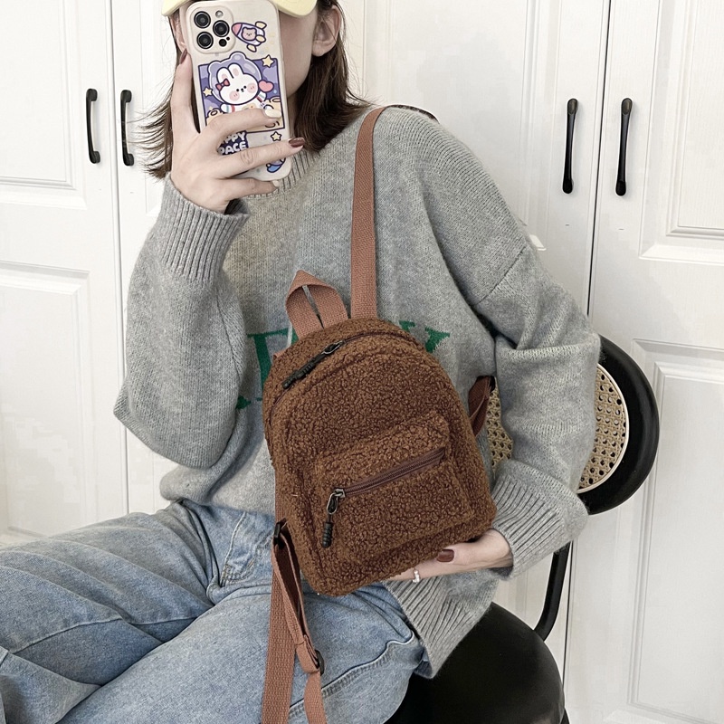 Túi đeo vai hình tai thỏ bằng vải cashmere lông cừu thời trang mùa thu mới 2021 cho nữ