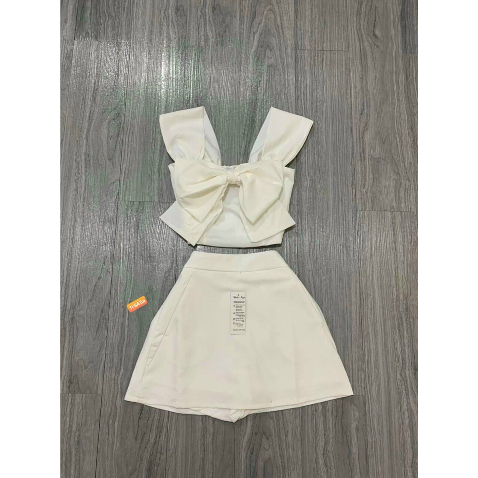 Áo Kiểu 2 Dây Cổ Vuông Phối Nơ