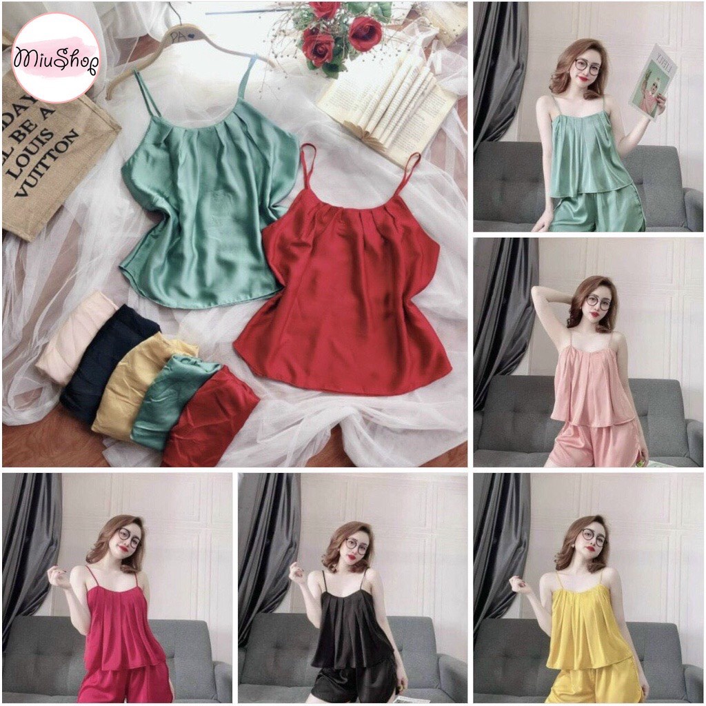 Đồ bộ ngủ nữ lụa 2 dây sexy quyến rũ phi lụa cao cấp thoáng mát siêu rẻ | BigBuy360 - bigbuy360.vn