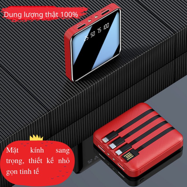 [ Mua 1 Được 4 ] Sạc Dự Phòng 20000mAh Pin Dự Phòng💥FREESHIP💥Có Sẵn Dây Sạc 4 Đầu Điện Thoại Iphone Android Siêu Mỏng