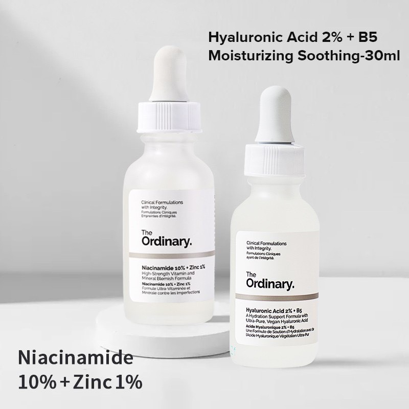 COMBO The Ordinary Niacinamide 10% 30ml + Hyaluronic Acid 2% + B5 30ml COMBO cấm ẩm & phục hồi