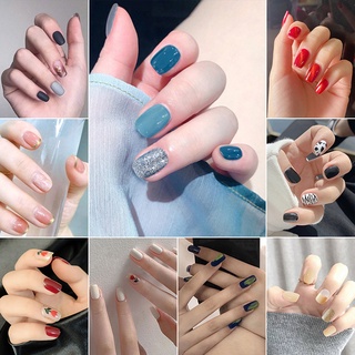 Móng tay giả đính đá ngắn kèm keo - Gồm 24 móng tay giả + Tặng 1 chai keo dán móng 2g + Tặng 1 cây dũa móng